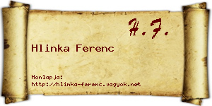 Hlinka Ferenc névjegykártya